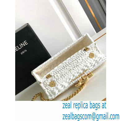 CELINE CHAIN SHOULDER BAG CLAUDE in RAFFIA EFFECT TEXTILE WHITE 2024