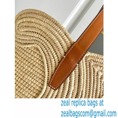 CELINE CLASSIC PANIER SMALL BRAIDED TRIOMPHE in RAFFIA and CALFSKIN Tan 2024