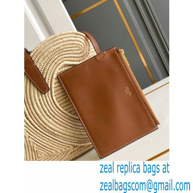 CELINE CLASSIC PANIER SMALL BRAIDED TRIOMPHE in RAFFIA and CALFSKIN Tan 2024