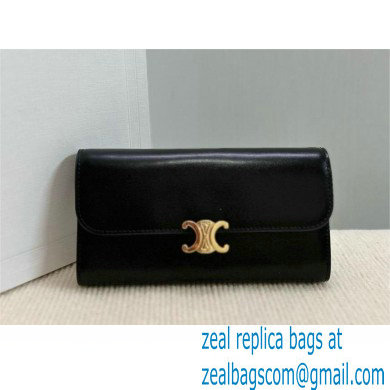 CELINE LARGE WALLET TRIOMPHE in Shiny calfskin Black 2024 - Click Image to Close