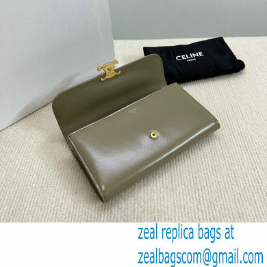 CELINE LARGE WALLET TRIOMPHE in Shiny calfskin GRAY 2024