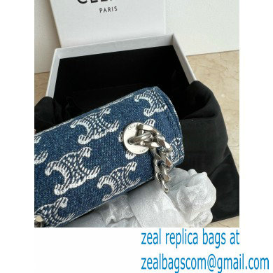 CELINE MINI CHAIN CLAUDE in DENIM WITH TRIOMPHE ALL-OVER Denim / Silver 2024