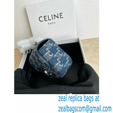 CELINE MINI CHAIN CLAUDE in DENIM WITH TRIOMPHE ALL-OVER Denim / Silver 2024