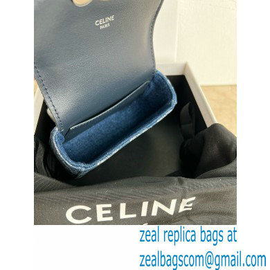 CELINE MINI CHAIN CLAUDE in DENIM WITH TRIOMPHE ALL-OVER Denim / Silver 2024