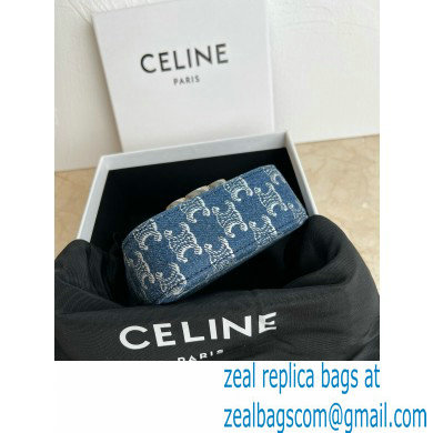 CELINE MINI CHAIN CLAUDE in DENIM WITH TRIOMPHE ALL-OVER Denim / Silver 2024