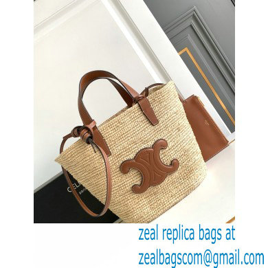 CELINE TEEN SUPPLE CLASSIC PANIER in Raffia and calfskin Tan 2024