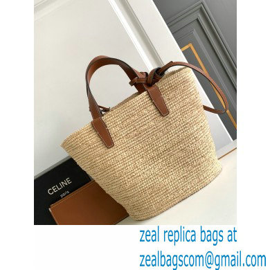 CELINE TEEN SUPPLE CLASSIC PANIER in Raffia and calfskin Tan 2024