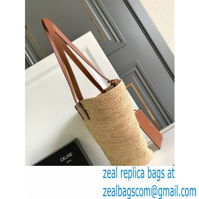 CELINE medium SUPPLE CLASSIC PANIER in Raffia and calfskin Tan 2024