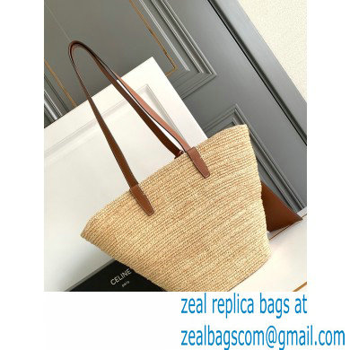 CELINE medium SUPPLE CLASSIC PANIER in Raffia and calfskin Tan 2024