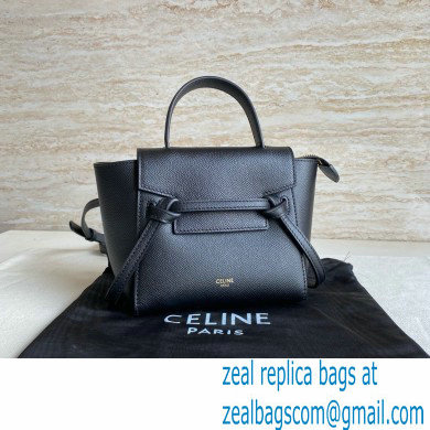 Celine mini belt pico Bag in grained calfskin black 2024