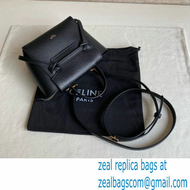 Celine mini belt pico Bag in grained calfskin black 2024