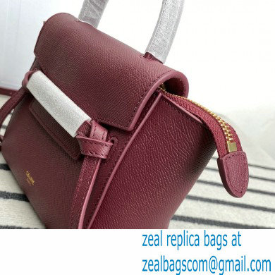 Celine mini belt pico Bag in grained calfskin burgundy 2024 - Click Image to Close