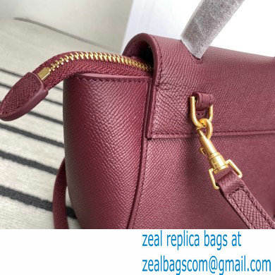 Celine mini belt pico Bag in grained calfskin burgundy 2024