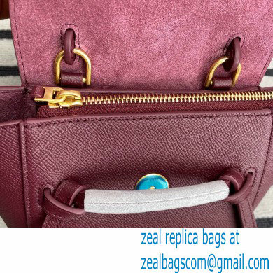 Celine mini belt pico Bag in grained calfskin burgundy 2024