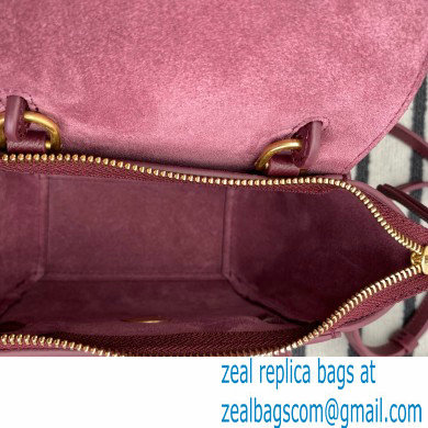 Celine mini belt pico Bag in grained calfskin burgundy 2024