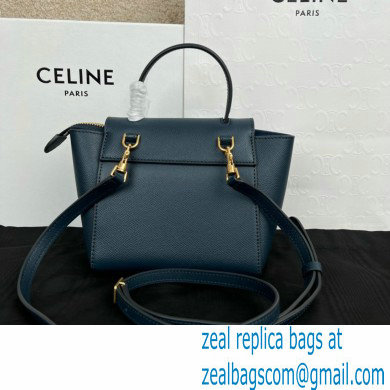 Celine mini belt pico Bag in grained calfskin navy blue 2024