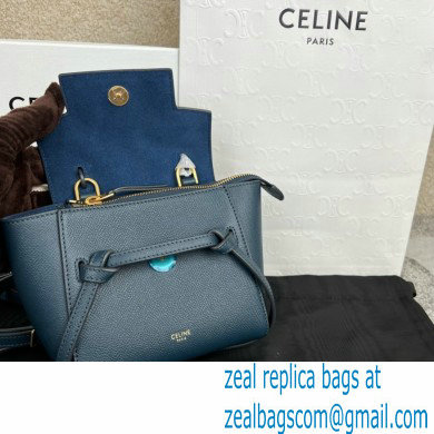 Celine mini belt pico Bag in grained calfskin navy blue 2024