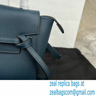 Celine mini belt pico Bag in grained calfskin navy blue 2024