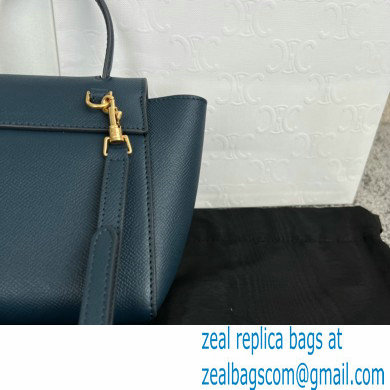 Celine mini belt pico Bag in grained calfskin navy blue 2024