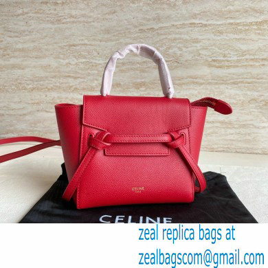 Celine mini belt pico Bag in grained calfskin red 2024