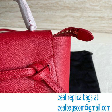 Celine mini belt pico Bag in grained calfskin red 2024