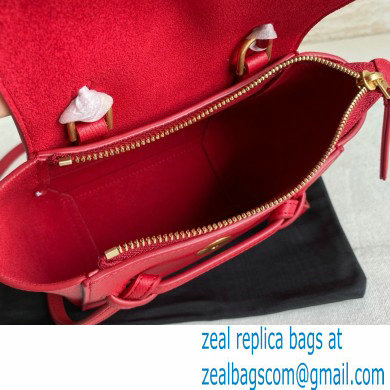 Celine mini belt pico Bag in grained calfskin red 2024