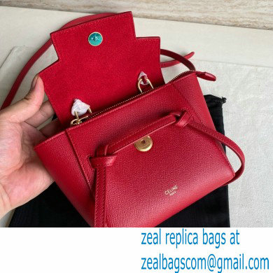 Celine mini belt pico Bag in grained calfskin red 2024