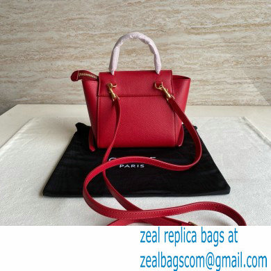 Celine mini belt pico Bag in grained calfskin red 2024