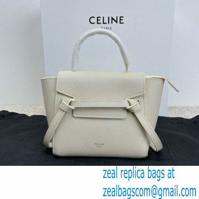 Celine mini belt pico Bag in grained calfskin white 2024