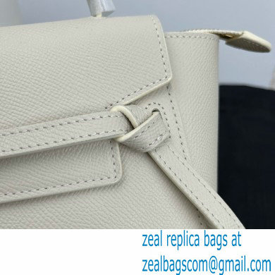 Celine mini belt pico Bag in grained calfskin white 2024