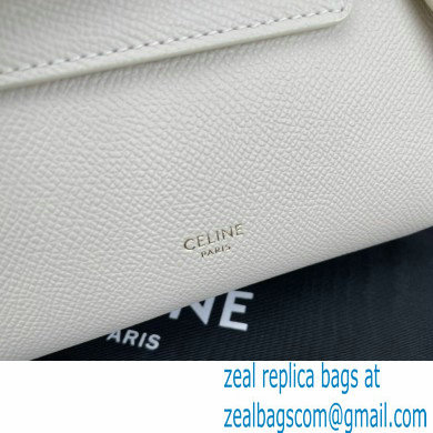 Celine mini belt pico Bag in grained calfskin white 2024