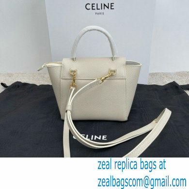 Celine mini belt pico Bag in grained calfskin white 2024