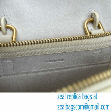 Celine mini belt pico Bag in grained calfskin white 2024