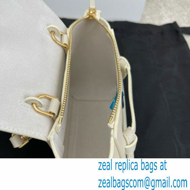 Celine mini belt pico Bag in grained calfskin white 2024