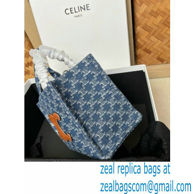 Celine small cabas thais in DENIM WITH TRIOMPHE ALL-OVER and calfskin Denim / Silver 2024