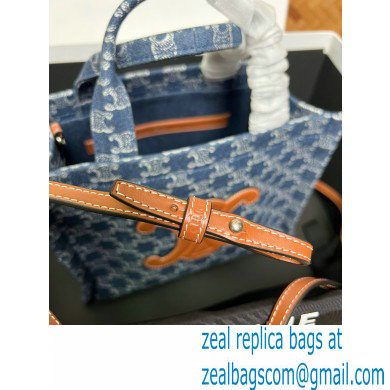 Celine small cabas thais in DENIM WITH TRIOMPHE ALL-OVER and calfskin Denim / Silver 2024