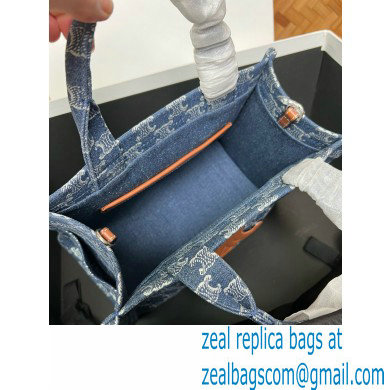 Celine small cabas thais in DENIM WITH TRIOMPHE ALL-OVER and calfskin Denim / Silver 2024