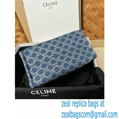 Celine small cabas thais in DENIM WITH TRIOMPHE ALL-OVER and calfskin Denim / Silver 2024