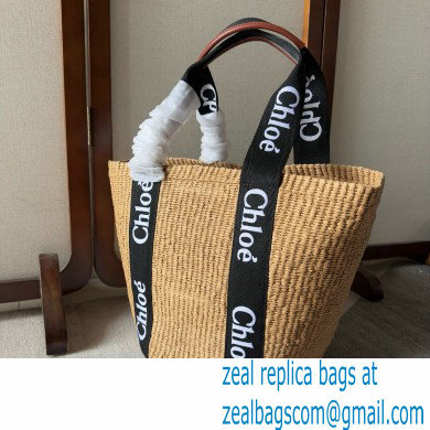 Chloe Woody raffia black tote bag 01 2024