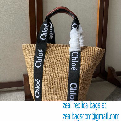 Chloe Woody raffia black tote bag 01 2024