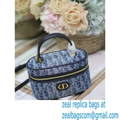 DIOR 30 MONTAIGNE MINI VANITY CASE IN Blue Denim Oblique Jacquard 2024