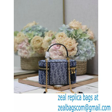 DIOR 30 MONTAIGNE MINI VANITY CASE IN Blue Denim Oblique Jacquard 2024