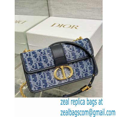 DIOR 30 Montaigne East-West Bag with Chain IN Blue Denim Oblique Jacquard 2024