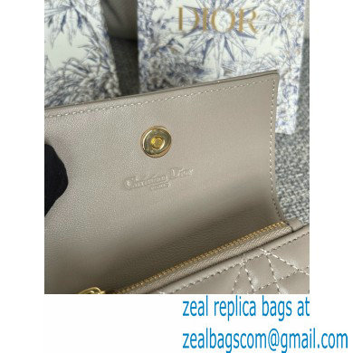 DIOR Dioriviera My Dior Glycine Wallet in light gray Cannage Lambskin 2024