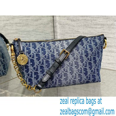 DIOR Diorstar Hobo Bag with Chain IN Blue Denim Oblique Jacquard 2024