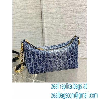 DIOR Diorstar Hobo Bag with Chain IN Blue Denim Oblique Jacquard 2024