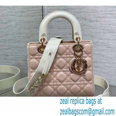 DIOR MEDIUM Lady Dior Bag IN Two-Tone Latte and Powder Pink Cannage Lambskin 2024