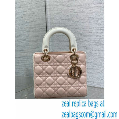 DIOR MEDIUM Lady Dior Bag IN Two-Tone Latte and Powder Pink Cannage Lambskin 2024