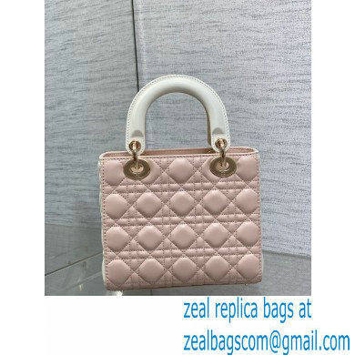 DIOR MEDIUM Lady Dior Bag IN Two-Tone Latte and Powder Pink Cannage Lambskin 2024