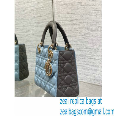 DIOR MEDIUM Lady Dior Bag IN Two-Tone gray and blue Cannage Lambskin 2024